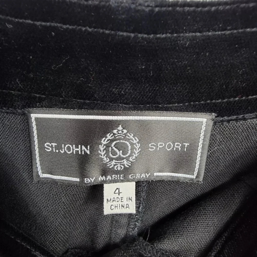 ST. JOHN Sport By Marie Gray Women's Black Velvet Cotton Blend Pants Size 4 - Picture 5 of 5